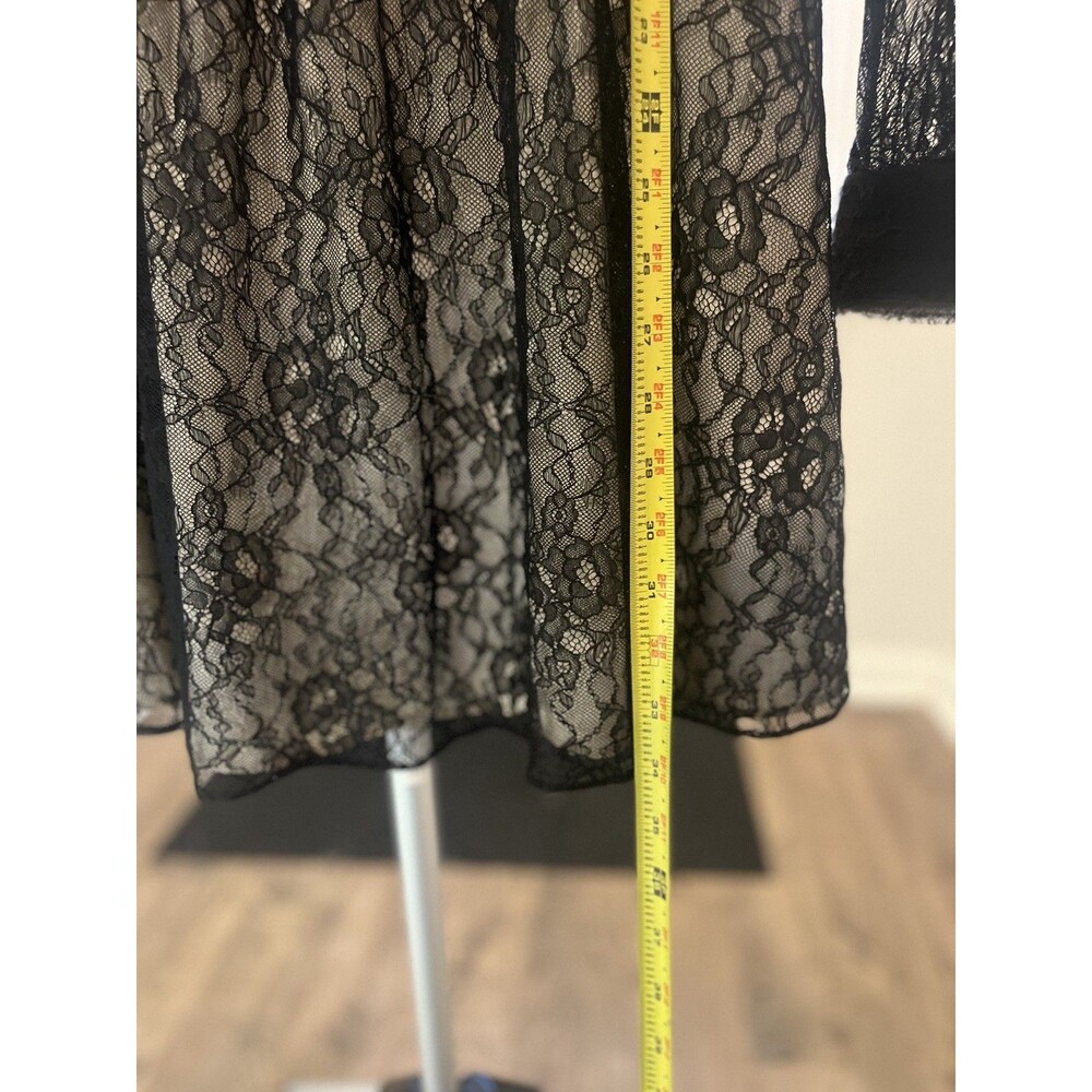 Alice And Olivia Deena Drop Waist Lace Dress Black/natural sz 6 - Picture 9 of 12